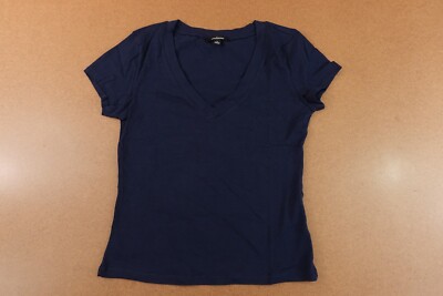 Ambiance Juniors Size Large Navy Blue Short Sleeve V Neck Tee New