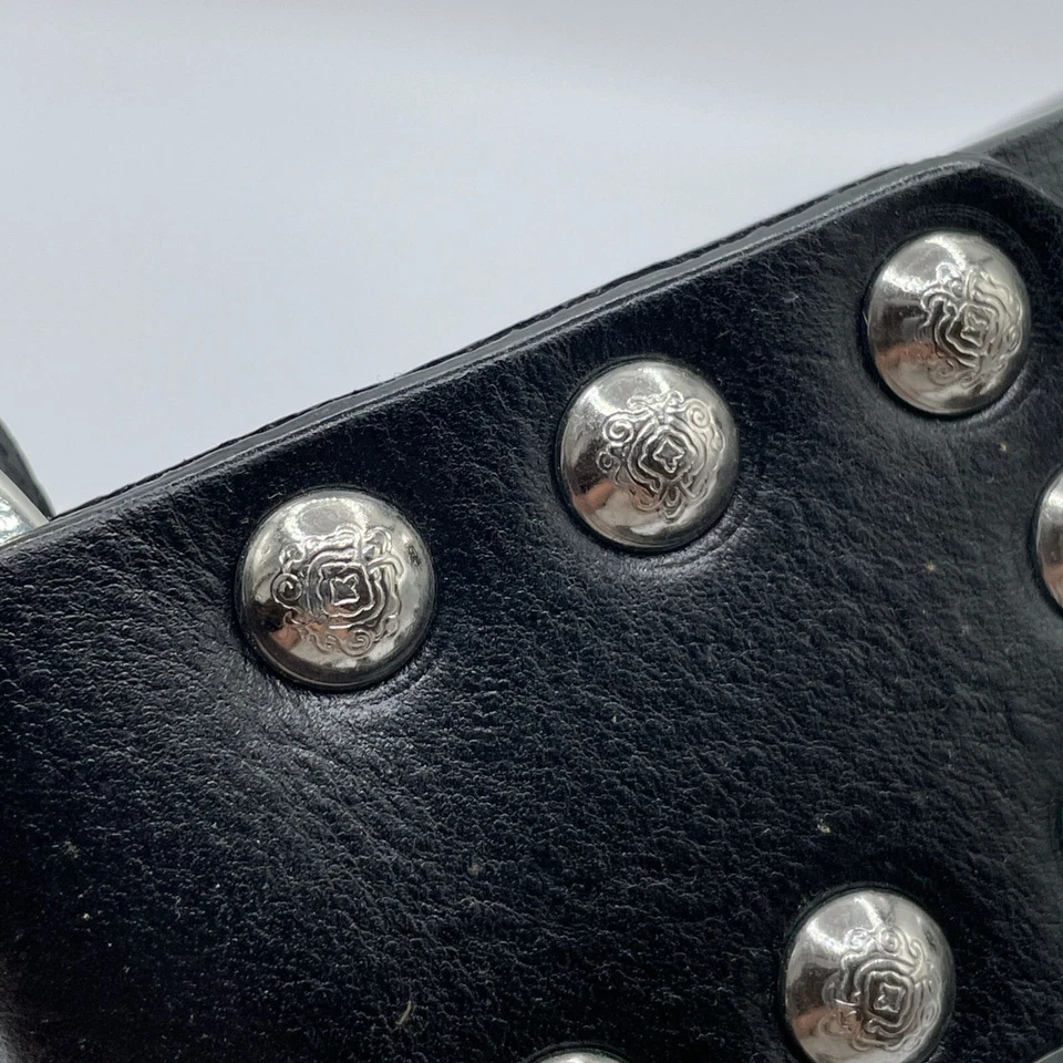 Cinturón de cadera de cuero negro ancho Chico's tono plateado hebilla grande para mujer Foto 4 de 4