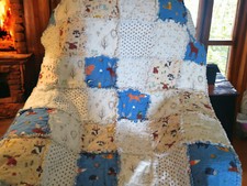 Flannel Rag Quilt With Batting 43 x 43 Forest Animal Baby Shower Gift