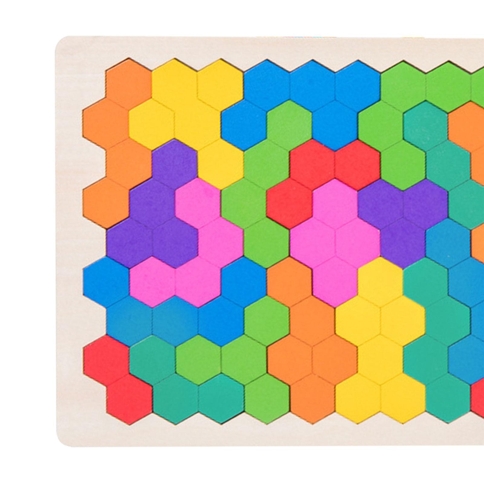Wooden Hexagon Puzzle Imagination Geometry Hexagon Puzzle for Kids eBay