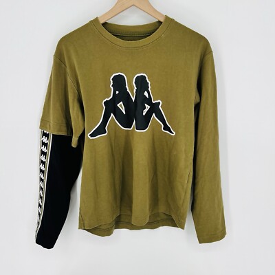 Kappa Green Long Sleeve Shirt With Side Tape Size Medium
