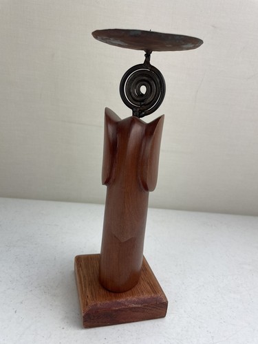 CARVED Wooden Elephant Pillar Candle Holder 23.5 CM HIGH - VGC - Picture 8 of 15