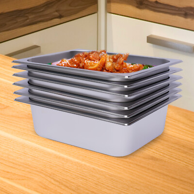 6 Pack 4'' Deep Steam Table Pans Hotel Buffet Food Prep Pan 201 Stainless Steel