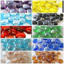 100g Coloured Glass Pebbles Beads 20mm Wedding Craft Garden approx 25 Beads