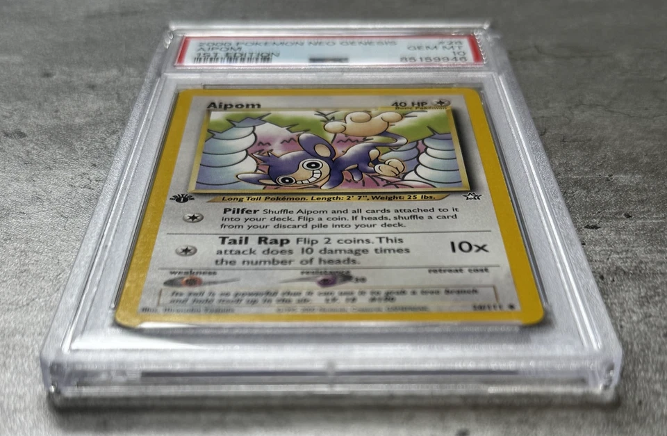 Pokémon Card 1st Ed. Aipom PSA 10 Gem Mint, Neo Genesis #26, WOTC 2000 - Image 3 of 4