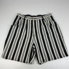 Vintage Center Aisle Womens Size 36/22W Jean Shorts Black Stripes High Rise