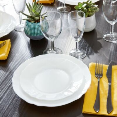 Arcopal By Luminarc Louis XV White Opal Glass Dinner Set