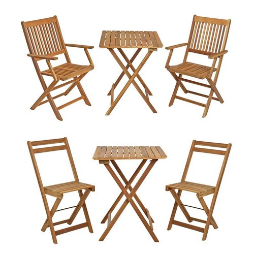 Balkonmöbel Klapptisch Klappstühle Gartenmöbel Set Akazie Holz Möbel