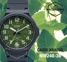 Casio Orologio da polso da uomo al quarzo casual bracciale e cassa in resin di colore black display analogico green - MW-240-3B
