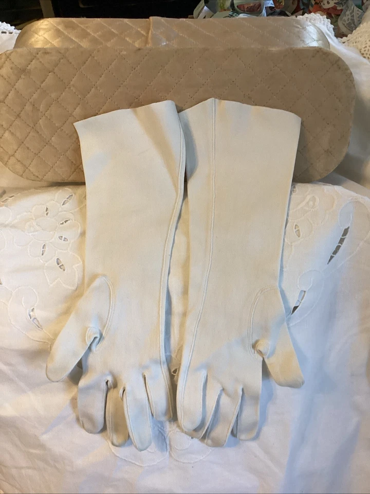 Luvas vintage acolchoadas de cetim 3 pares vintage longas, antebraço, pulso - Imagem 3 de 4