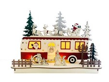 LED Camper Wohnwagen Holz Deko Weihnachten beleuchtet Lichterbogen Weihnachten