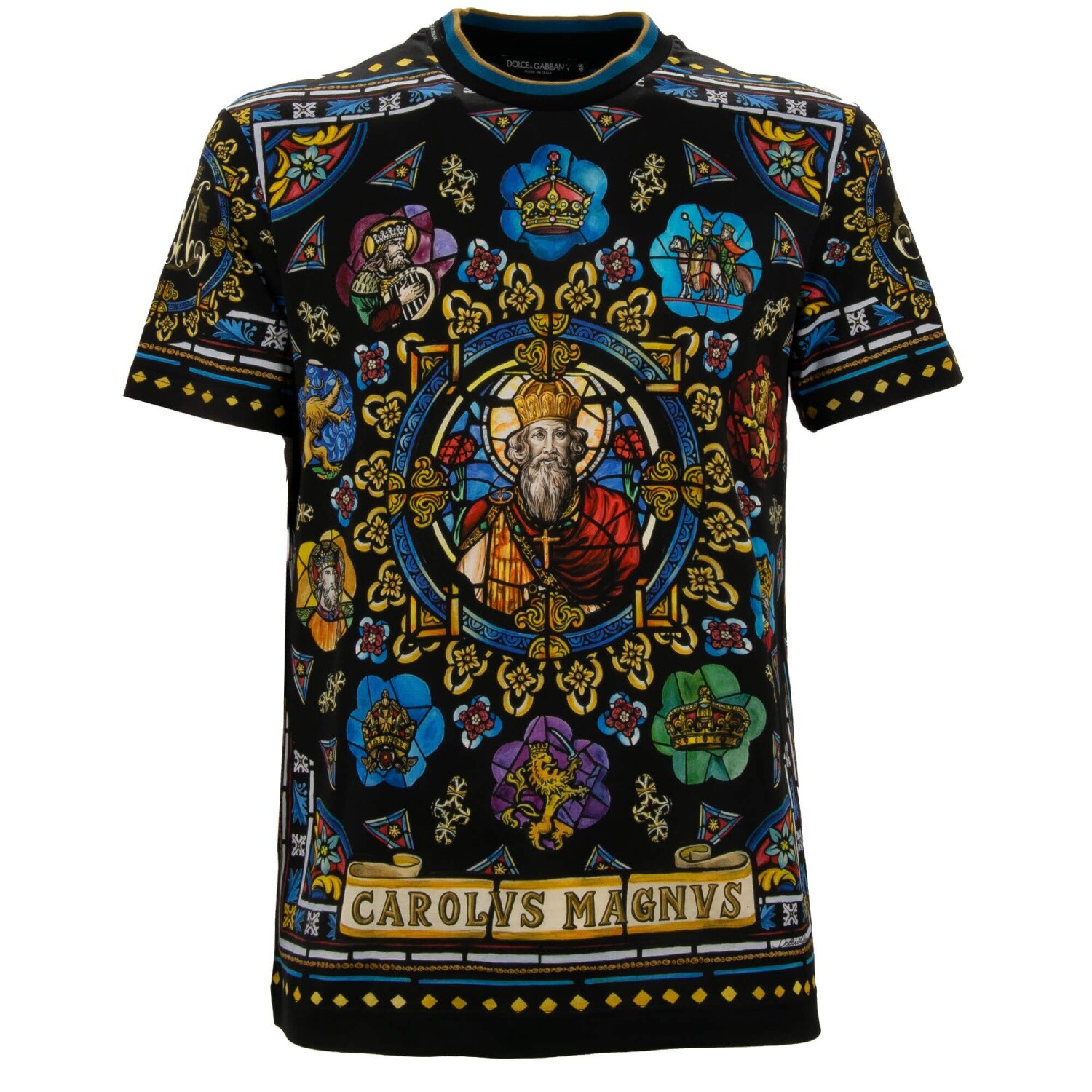 DOLCE - GABBANA Carol vs Хлопковая футболка с принтом короны Магнуса черный золотой синий 73390₽