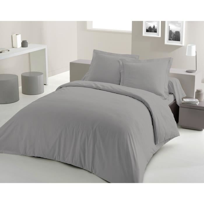 Parure de couette 100% coton 220x240 cm grise | Lovely Home