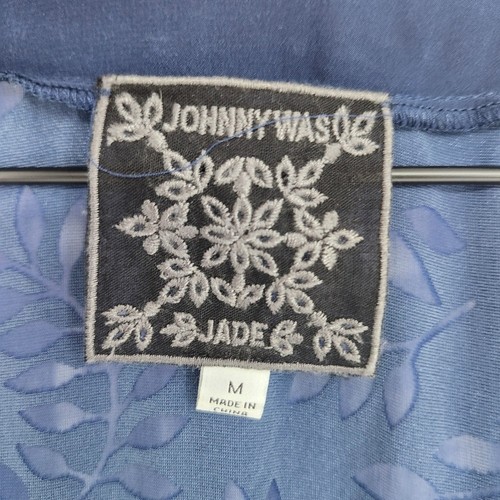Top kimono donna Johnny Was Jade con cintura taglia M blu navy velluto burnout misto seta - Foto 3 di 10