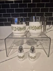 Gemco Vintage Pyrex Spring Blossom Green Sugar, Creamer & Salt and Pepper Set