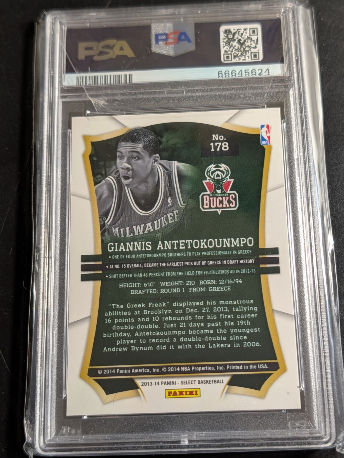 2013-14 Panini Select - Giannis Antetokounmpo #178 (RC) PSA 9 view 2