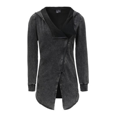 Forplay Kapuzenjacke Damen Asymetric Vintage Zipper schwarz Basics, Casual Wear