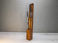 Vintage Carver Hall Stainless Knife and Fork Carving Set In Wallmount Wood Block