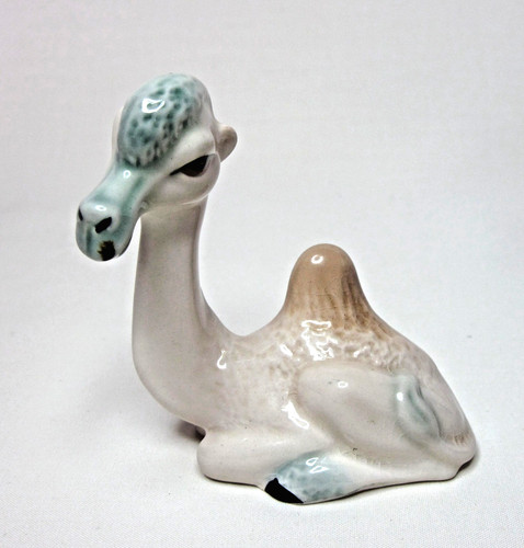 Vintage SZEILER Dromedary / Camel FIGURINE - No. 46 - 2.5 in - Beige / Blue