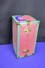 Vintage Red Metal Green Trim Doll Trunk