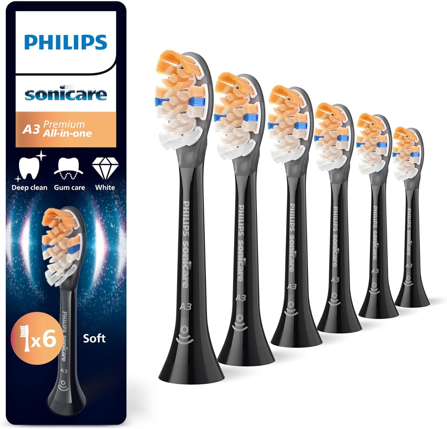 Testine Ricambio Sonicare A3 All-in-One Nero: Protezione Totale Originale
