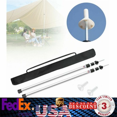 2 Pack Adjustable 230cm Aluminum Camping Tarp Telescoping Tent Universal Poles