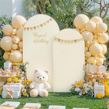 Beige Arch Cover Set of 2-7.2 and 6ft Beige Arch Backdrop Cover Spandex Wedding