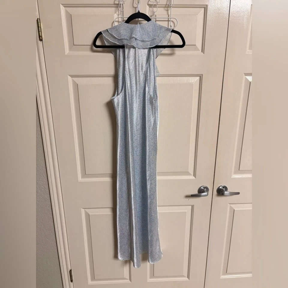 VTG RARE 90s Y2K Oscar de La Renta Pink Label Ruffle Racer Back Maxi Slip Dress - Image 2 of 4