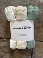 Muslin Baby Swaddle Blanket 38x40  Inches, 3 pack