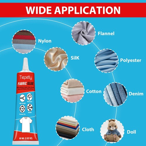 60ml Fabric Glue Strong Waterproof Clear for Clothes, Upholstery - Picture 3 of 6
