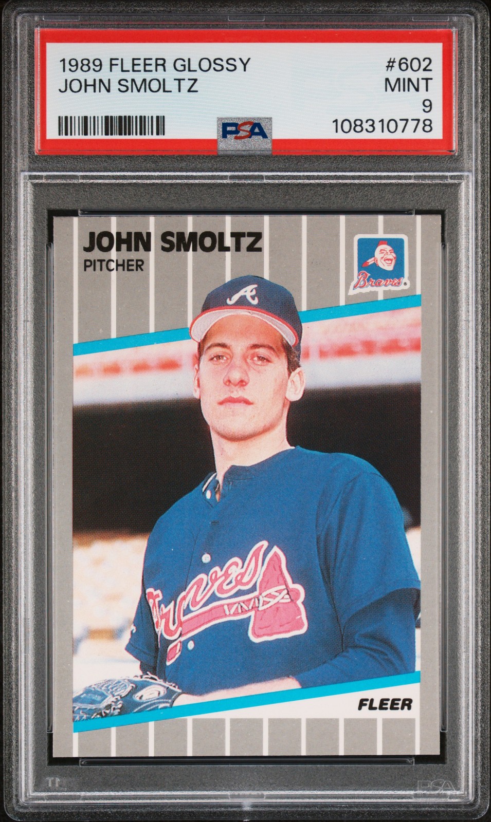 1989 FLEER GLOSSY #602 JOHN SMOLTZ PSA 9