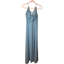 Lulus Women Size Medium Blue Strap Ruffle Neck Wedding Gown 100% Polyester