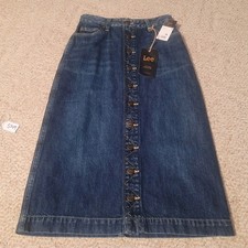 Lee Vintage Modern High Rise Midi Skirt 26 Denim Button Dwn Kansas Blue NWT 5349