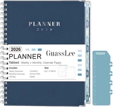 New Large 2026 Weekly Monthly Planner Navy Blue Fast Shipping
