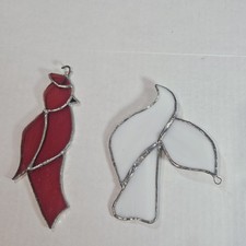 Vintage Tiffany Style Stained Glass Birds Suncatcher Set: 2 Garden Decor Cottage