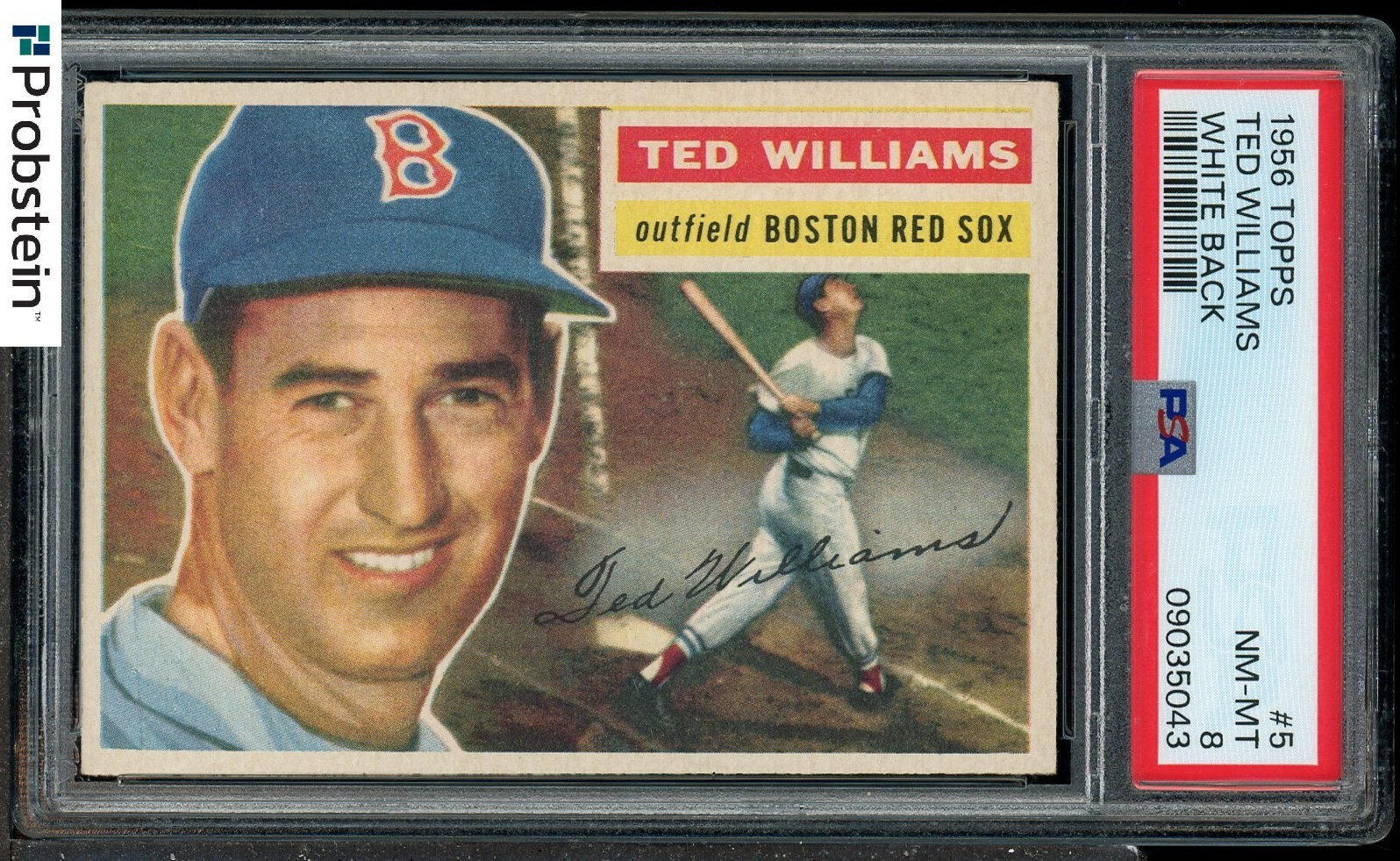 1956 Topps #5 Ted Williams Boston Red Sox HOF White Back PSA 8 NM-MT