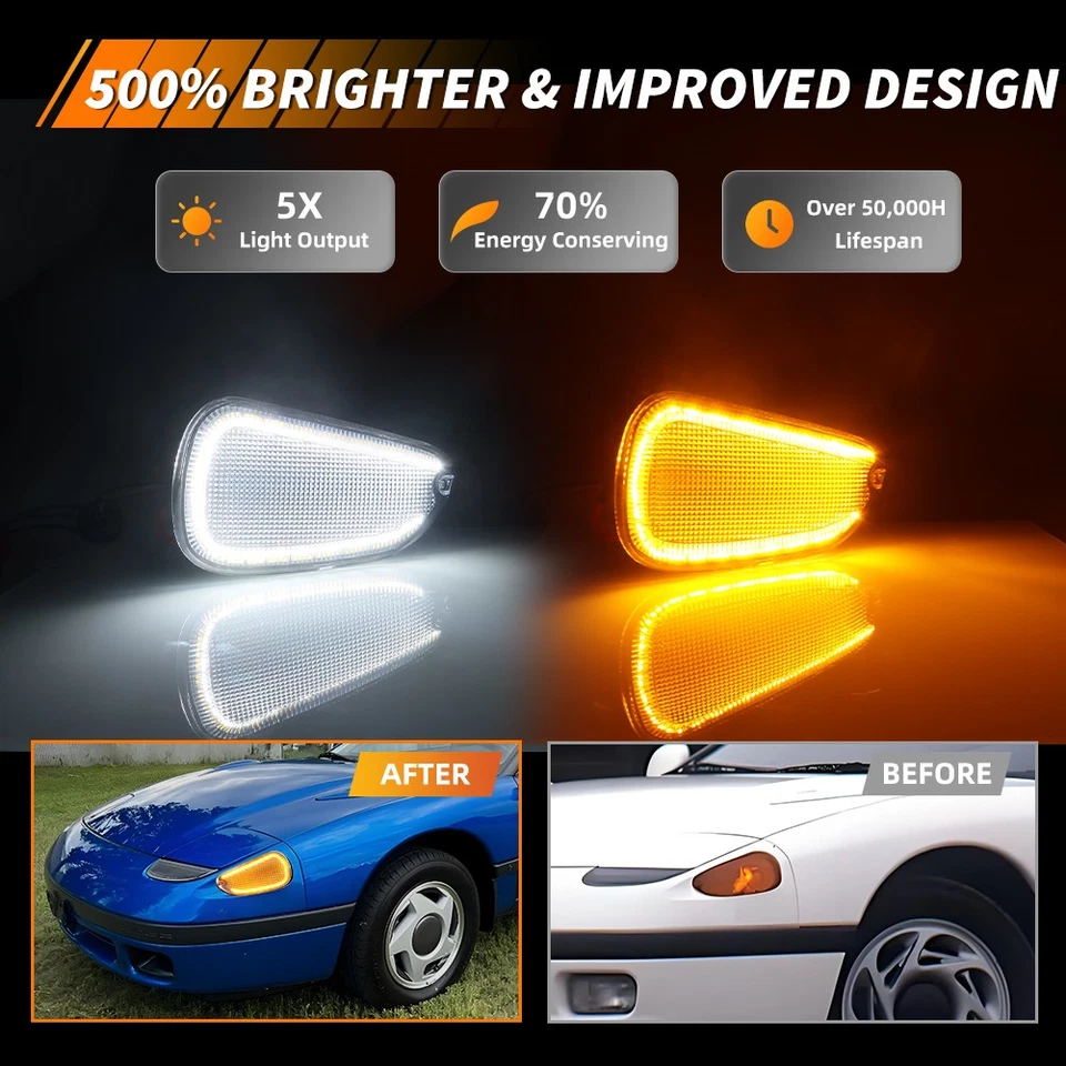 Luces de señal de esquina LED secuenciales para 91-93 Mitsubishi 3000GT / Dodge Stealth Foto 2 de 4