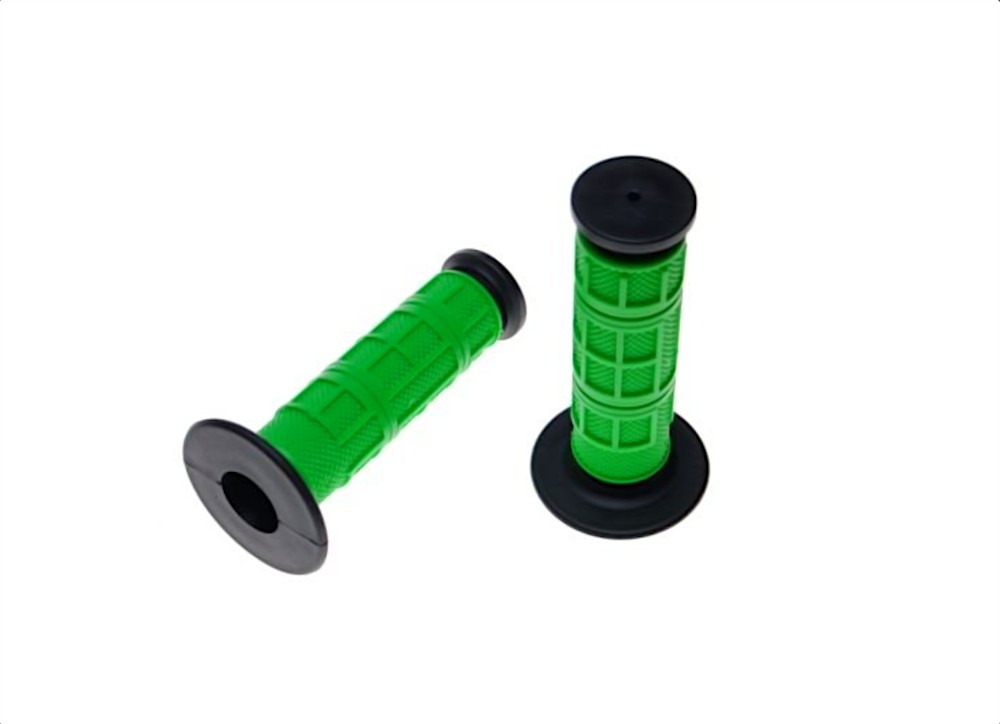 Poignées de guidon 123mm en caoutchouc vert pour vos sorties enduro en forêt