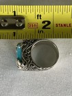 925 Sterling Large Turquoise Leaf And Filigree Ring Signed Barse Size 8, 18g — photo 5