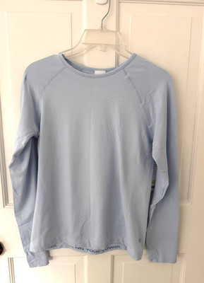 Athleta Girl Power Up Sport Length Long Sleeve Light Blue Top NWT Size XL/14