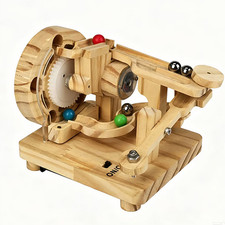 Marble Run Exposed Gear Drum Cascade Solid Wood Kit Kinetic Machine Gift W-9
