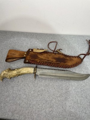 Ken Richardson Custom signed Stag Horn Bowie Knife 18 inches Long Vintage 1991