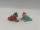 2 Vintage 1985 Cabbage Patch Kids BABY Crawling CPK Figure 2.75", AA/ Red Head