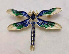Blau grüne Emaille Libelle Brosche BRANDNEU mittelgroß Jugendstil Kostüm