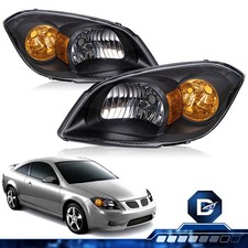 For 05-10 Chevy Cobalt 07-10 Pontiac G5 05-06 Pursuit Black Headlights Pair For 05-10 Chevy Cobalt 07-10 Pontiac G5 05-06 Pursuit Black Headlights Pair