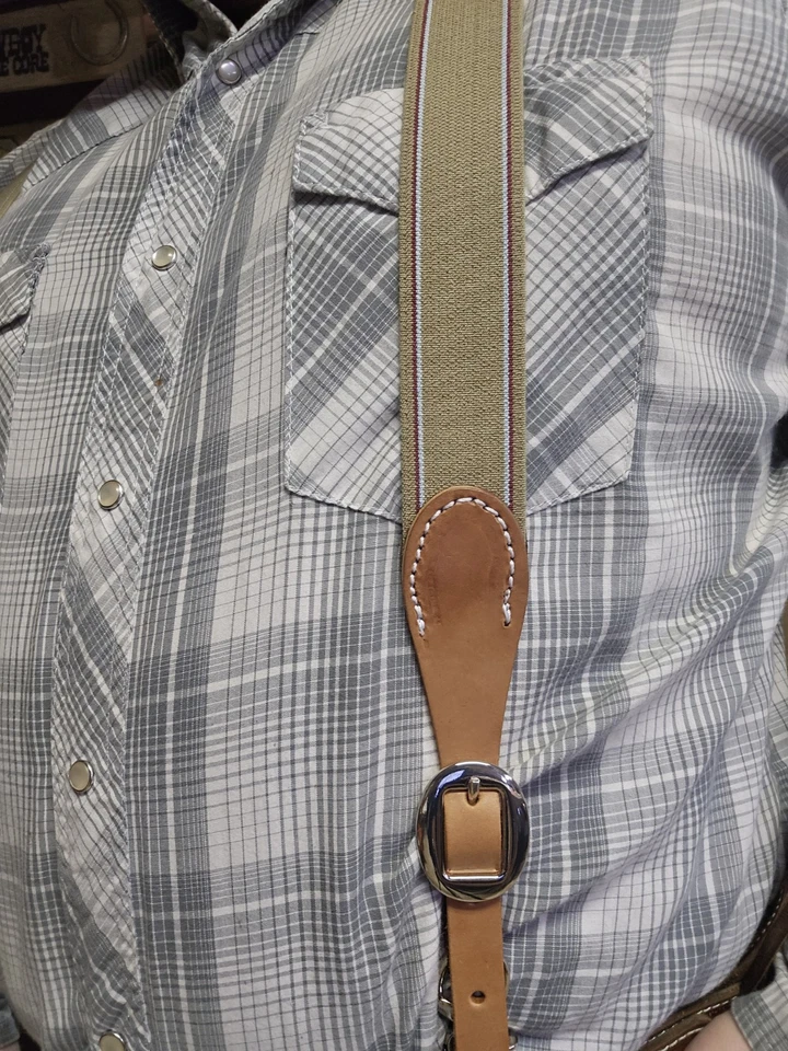 Gancho para cinturón para hombre espalda en Y cuero elástico tirantes occidentales muy ajustables Foto 2 de 4