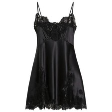 DOLCE & GABBANA Womens Lace Insert Mini Dress Black Side Slit 40 RRP 1695