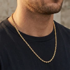 10K Yellow Gold 2mm-4mm Diamond Cut SOLID Rope Chain Pendant Necklace