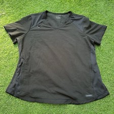 JAANUU Scrub Top Womens Size Large Medical Scrubs Black V-Neck Accessory Loop