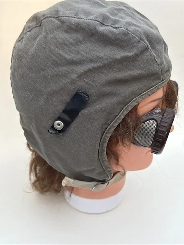 Vintage Military Helmet Snugger Aviator Liner Skull Cap Gray Army Air Force WW2